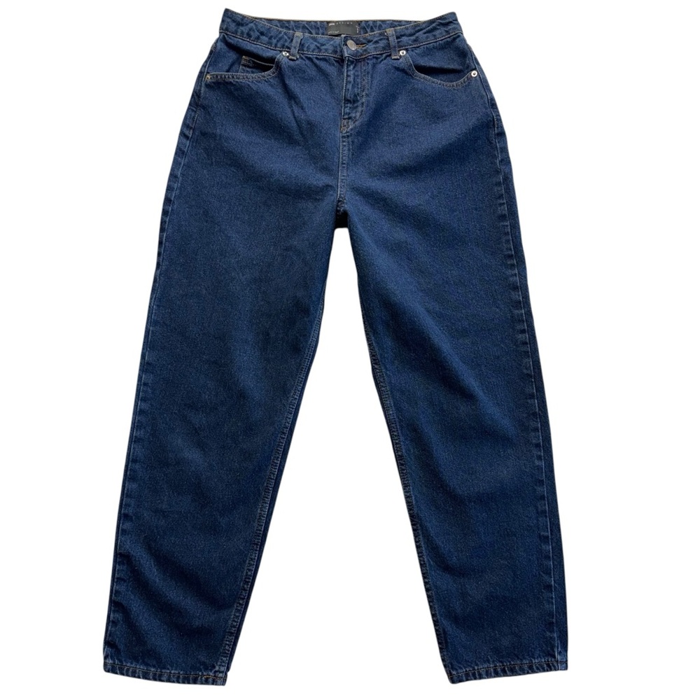 ASOS Dark Wash 100% Cotton High Rise Mom Jeans Size Petite 30/28 #198